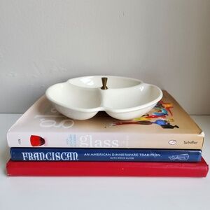 Vintage Mid Century Divided Dish White Cream